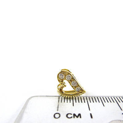 銅鍍金色中空心形單邊鑲鑽夾頭