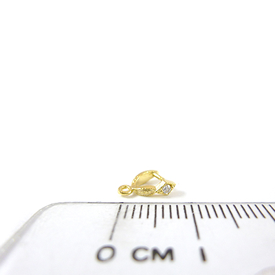 銅鍍金色單鑽葉形橫洞耳環夾頭