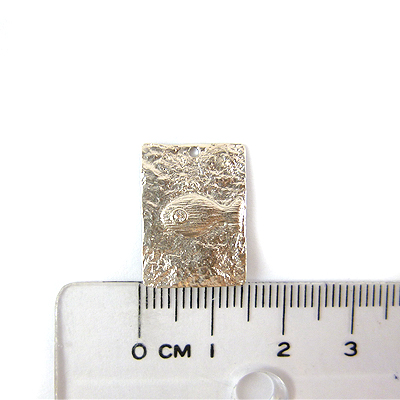 銅鍍霧銀色雙孔長方形魚拓