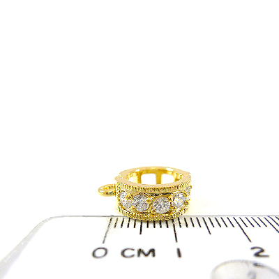 銅鍍金色圓形鑲鑽上扣式夾頭