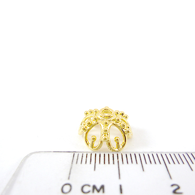 銅鍍金色鏤空點紋六瓣花帽