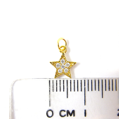 銅鍍金色單孔內鑲鑽星星