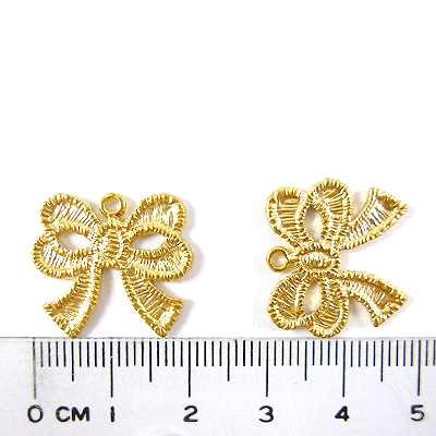 銅鍍霧金色車縫紋路蝴蝶結