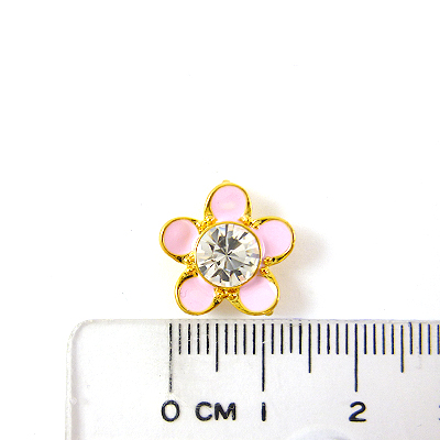 銅鍍金色雙孔琺瑯花鑲單鑽