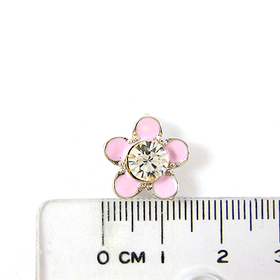 銅鍍正白K色雙孔琺瑯花鑲單鑽