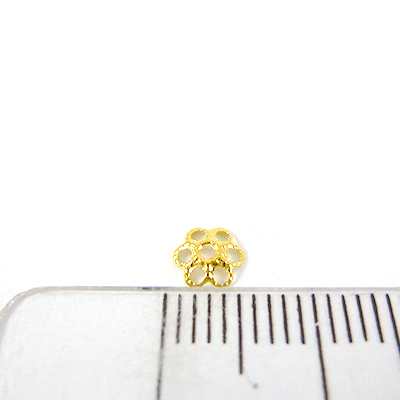 5mm銅鍍金色鏤空六孔花帽