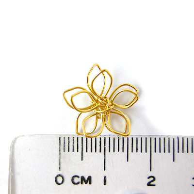 銅鍍霧金色折線橢圓葉十瓣花