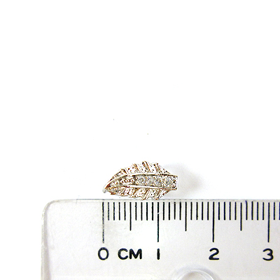 銅鍍正白K色刻紋葉子鑲鑽夾頭