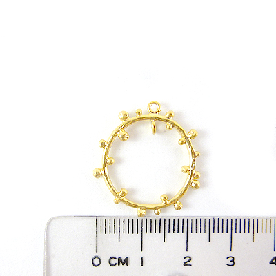 銅鍍霧金色雙孔顆粒圈