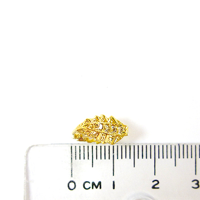 金色刻紋葉子鑲鑽夾頭