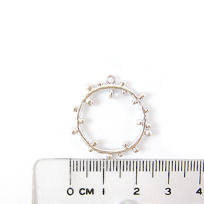 銅鍍霧銀色雙孔顆粒圈