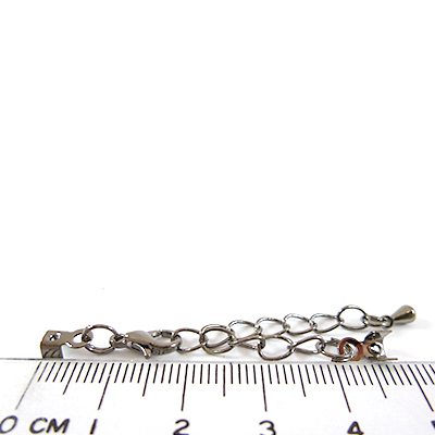 銅鍍黑金色問字鉤調節鍊+夾山-3x2mm
