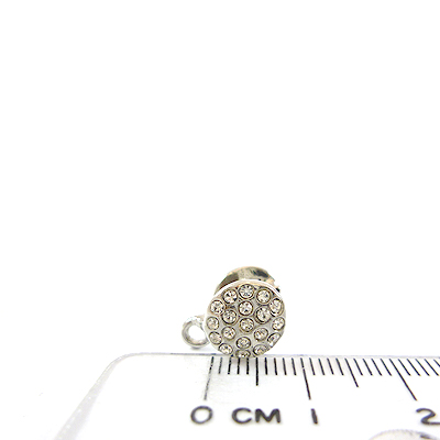 正白K色圓形鑲鑽耳環夾頭