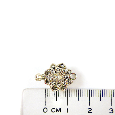 正白K單孔四心鑲鑽扣頭