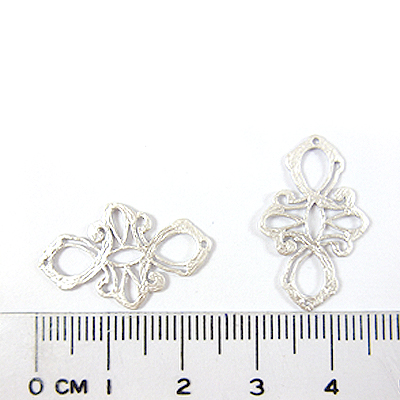 銅鍍霧銀色雙孔花紋