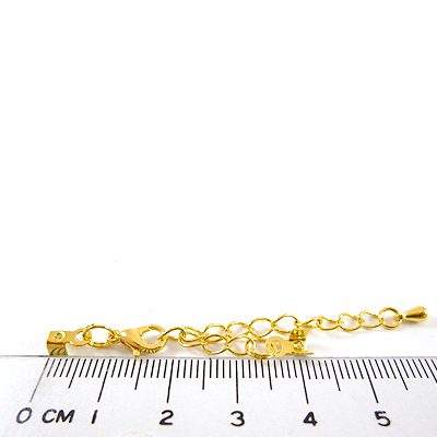 銅鍍金色問字鉤調節鍊+夾山-3x2mm