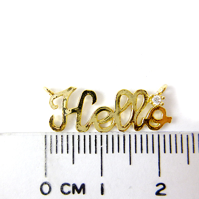 銅鍍霧金色雙孔單鑽hello