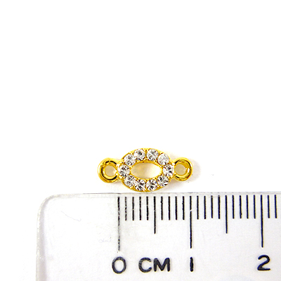 銅鍍金色雙孔中空橢圓形鑲鑽-白色