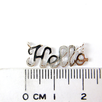 銅鍍正白K色雙孔單鑽hello