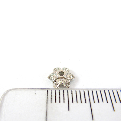 銅鍍正白K色六尖瓣花帽