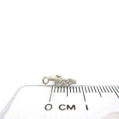 正白k色單排三鑽直洞耳環夾頭-白色