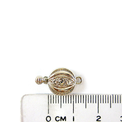 銅鍍正白K色單孔鑲鑽豆形扣頭