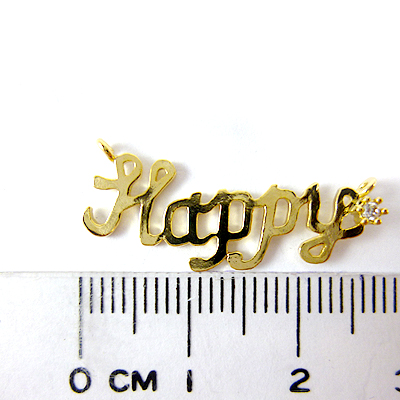 銅鍍金色雙孔happy鑲單鑽