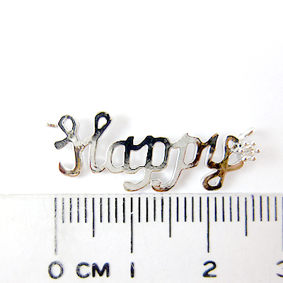 銅鍍正白K色雙孔happy鑲單鑽