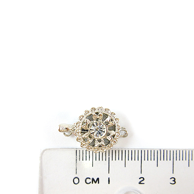 銅鍍正白K色單孔獎章形鑲鑽扣頭