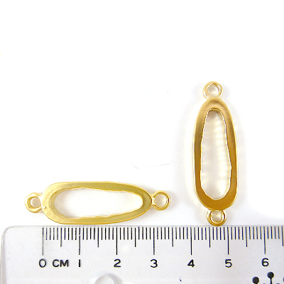 銅鍍霧金色雙孔中空橢圓-29mm