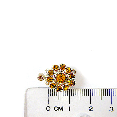 銅鍍正白K色雙孔水鑽扣頭-琥珀