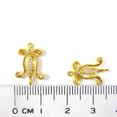 金色單孔蝴蝶結鑲鑽