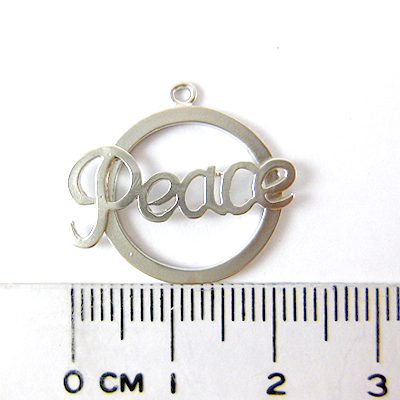 銅鍍霧銀色單孔中空圓形peace