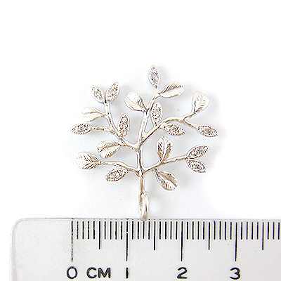 銅鍍霧銀色單孔鑲鑽榕樹