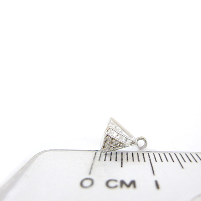 銅鍍正白K色三角網紋鑲鑽直洞耳環夾頭