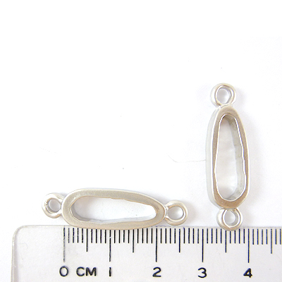 銅鍍霧銀色雙孔中空橢圓-22mm