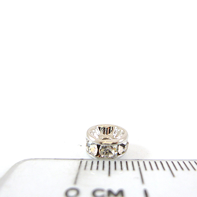 8mm銅鍍白K色圓形內凹鑲鑽隔珠