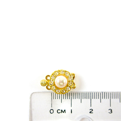 銅鍍金色雙孔水鑽珍珠扣頭