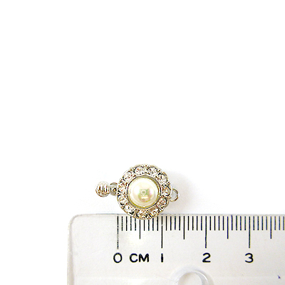 銅鍍正白K色單孔水鑽珍珠扣頭