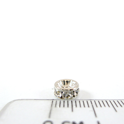 7mm銅鍍白K色圓形內凹鑲鑽隔珠