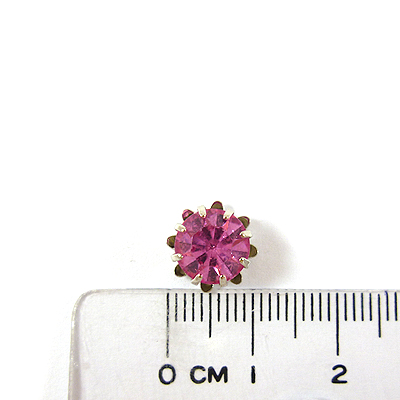正白K色八爪花形底座圓形鑽-深粉紅-8mm