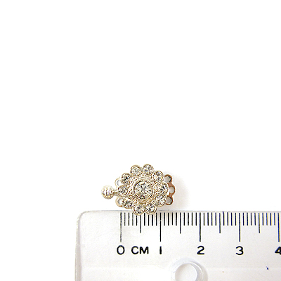 銅鍍正白K色三孔水鑽扣頭-白色