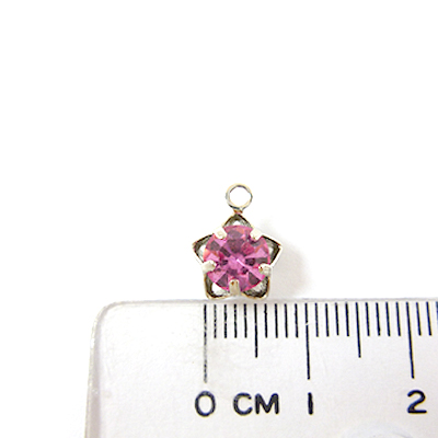 正白K單孔五角星底座圓形鑽-深粉紅