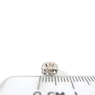 6mm銅鍍白K色圓形內凹鑲鑽隔珠