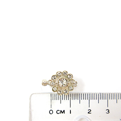 銅鍍正白K色單孔水鑽扣頭-白色-12mm