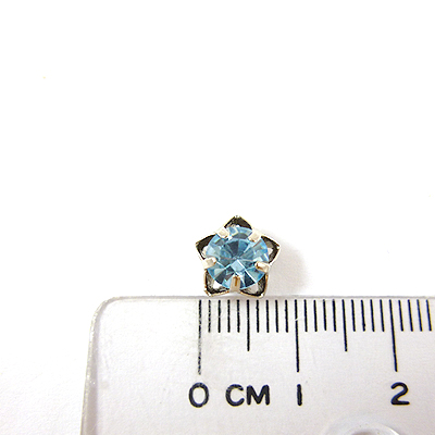 正白K單孔五角星底座圓形鑽-水藍