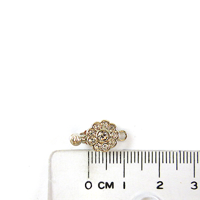 銅鍍正白K色單孔水鑽扣頭-白色-8mm