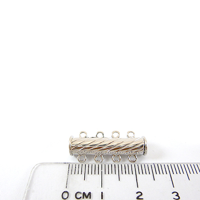 銅鍍正白K色四孔斜紋圓柱磁鐵扣