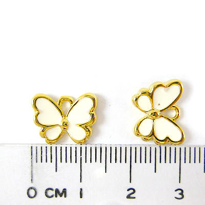 金合鍍金色單孔琺瑯蝴蝶-白