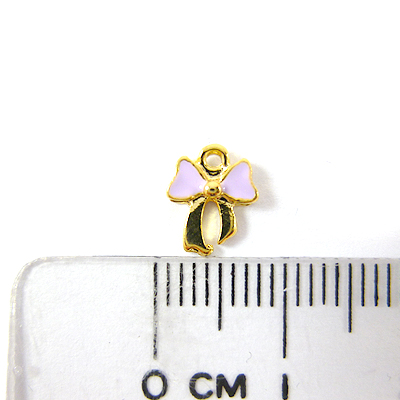 銅鍍霧金色單孔琺瑯蝴蝶結-粉紫色